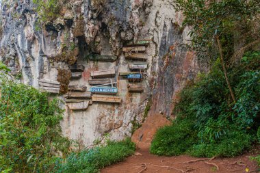 SAGADA, PHILIPPINES - 23 HAZİRAN 2018: Filipinler 'in Luzon adasındaki Sagada köyünde tabut asma