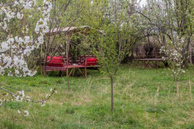 İran 'ın Alamut Vadisi' ndeki bahçe restoranı
