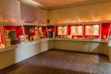 TEHRAN, İRAN - 16 Nisan 2018: Tahran, İran 'daki eski ABD Büyükelçiliği (şimdi ABD Casusluk Müzesi) İçişleri