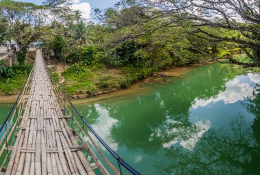Filipinler 'in Bohol adasındaki Loboc nehri üzerindeki Sipatan İkiz Köprüsü manzarası