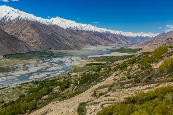 Wakhanské Údolí Řekou Panj Mezi Tádžikistánem Afghánistánem — Stock fotografie