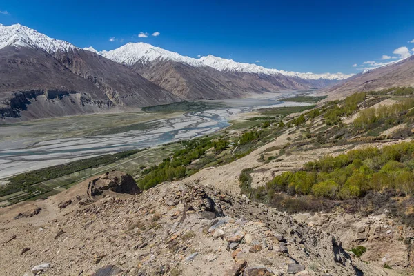 Valle Wakhan Con Río Panj Entre Tayikistán Afganistán —  Fotos de Stock
