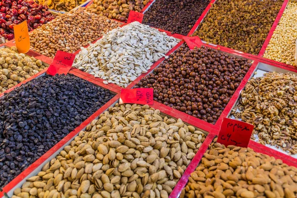 Dried Fruit Nuts Sale Bazaar Market Ardabil Iran — Stock Photo, Image