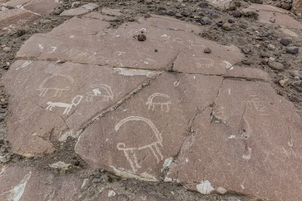 Anciennes Pétroglyphes Dans Village Langar Dans Vallée Wakhan Entre Tadjikistan — Photo