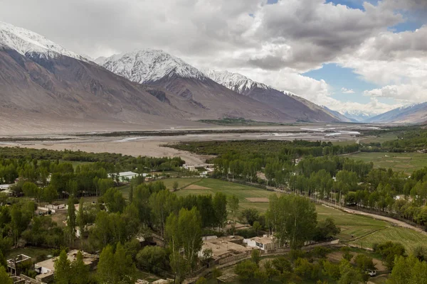 Letecký Pohled Vesnici Vrang Údolí Wakhan Tádžikistán — Stock fotografie