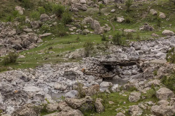 Passerelle Marguzor Haft Kul Dans Les Montagnes Fann Tadjikistan — Photo