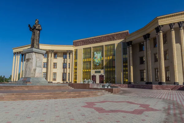 Khujand Tajikistan May 2018 Rudaki Monument Front Cultural Palace Sugdiyon — 图库照片