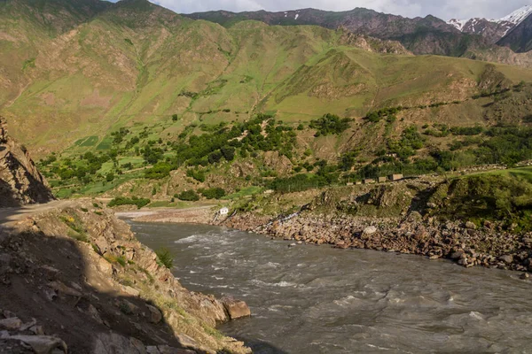 Řeka Panj Pyandzh Mezi Tádžikistánem Afghánistánem — Stock fotografie