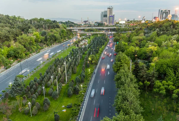 Vista Serale Dell Autostrada Modares Teheran Iran — Foto Stock