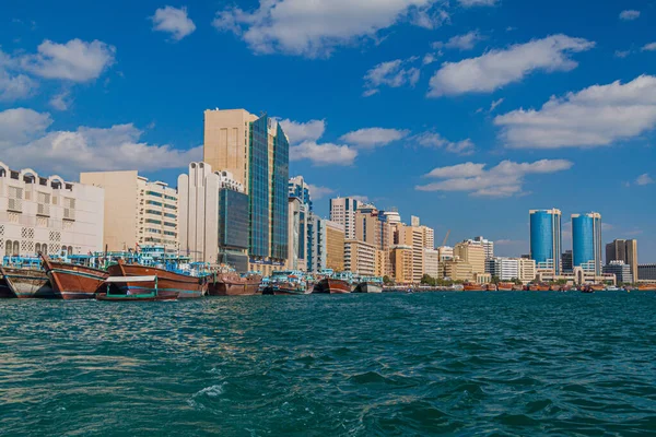 Skyline Deira Desde Dubai Creek Emiratos Árabes Unidos — Foto de Stock