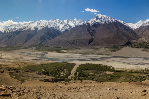 Vale Wakhan Com Rio Panj Entre Tajiquistão Afeganistão — Fotografia de Stock