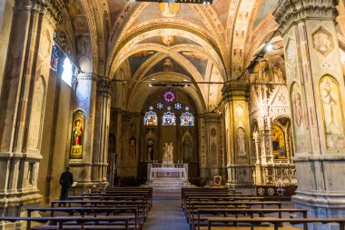FLORENCE, İTALYA - 21 Ekim 2018: Floransa, İtalya 'daki Orsanmichele Kilisesi