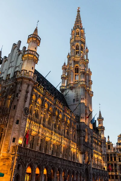 Rådhuset Grand Place Grote Markt Bryssel Belgiens Huvudstad — Stockfoto