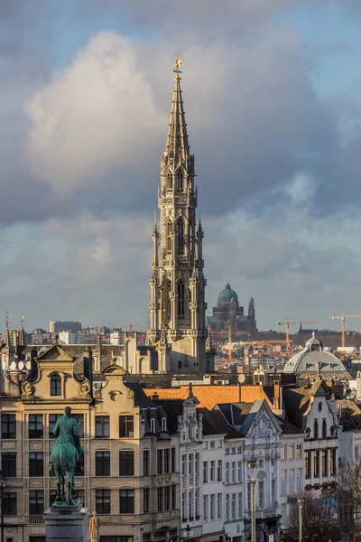 Skyline Brussels Belgiens Huvudstad Med Rådhustornet — Stockfoto