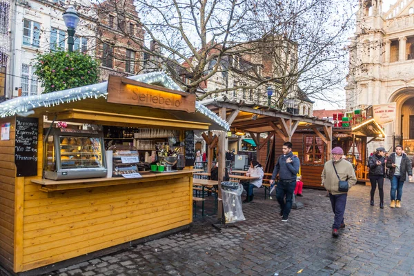 Brüssel Belgien Dezember 2018 Stände Auf Dem Weihnachtsmarkt Catherine Brüssel — Stockfoto