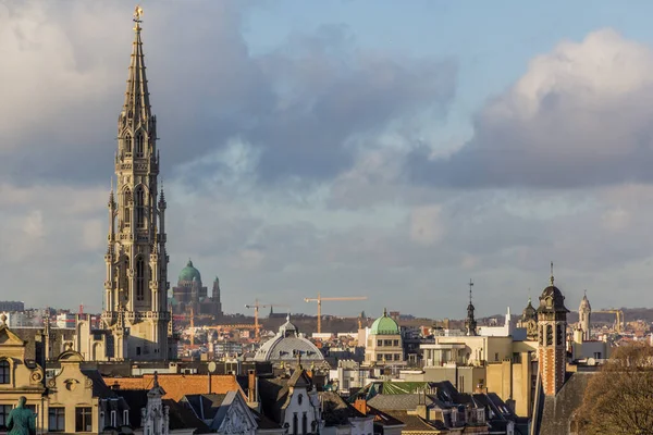 布鲁塞尔的天际线 比利时首都 有市政厅塔 — 图库照片