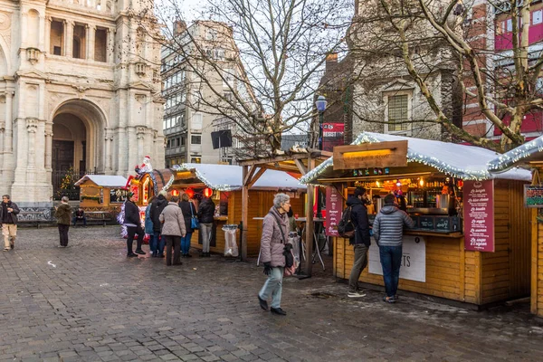 Brussel België December 2018 Kraampjes Kerstmarkt Catherine Brussel Hoofdstad Van — Stockfoto