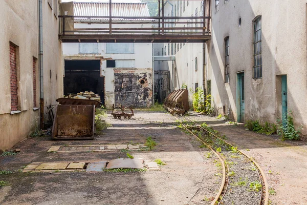 Railroad Cars Abandoned Factory — Stock Photo, Image