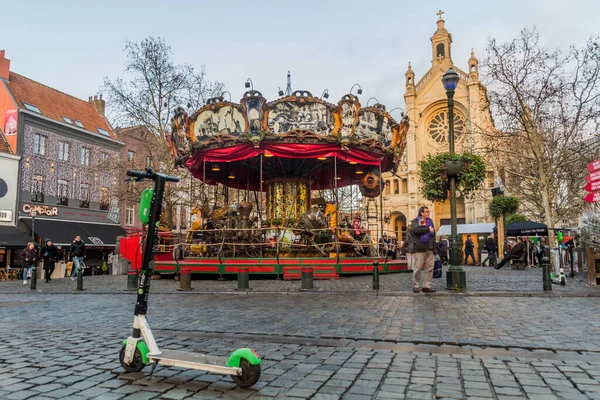 Brüssel Belgien Dezember 2018 Altes Karussell Und Ein Limettenroller Auf — Stockfoto