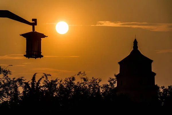 China August 2018 Sunset Big Wild Goose Pagoda China — Stock Photo, Image