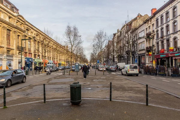 Brussels Belgia Grudzień 2018 Widok Aleję Stalingradzką Brukseli Stolicy Belgii — Zdjęcie stockowe