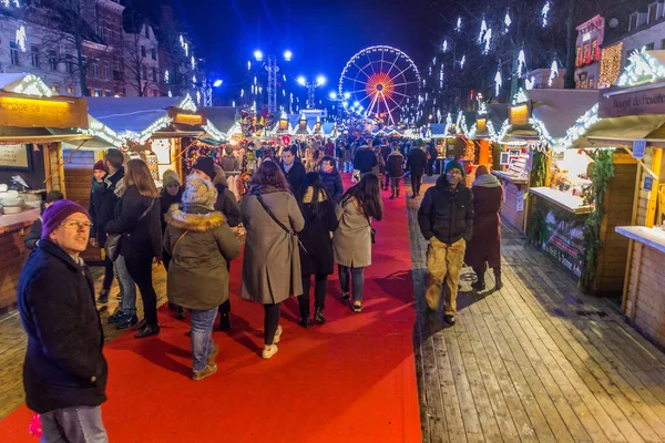 Brüssel Belgien Dezember 2018 Blick Auf Den Weihnachtsmarkt Der Heiligen — Stockfoto