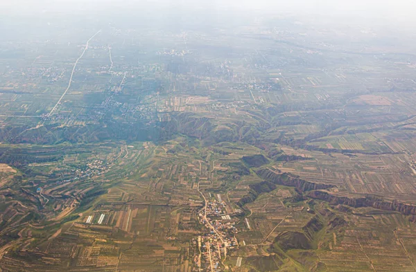 Luchtfoto Van Shaanxi Provincie Landschap China — Stockfoto