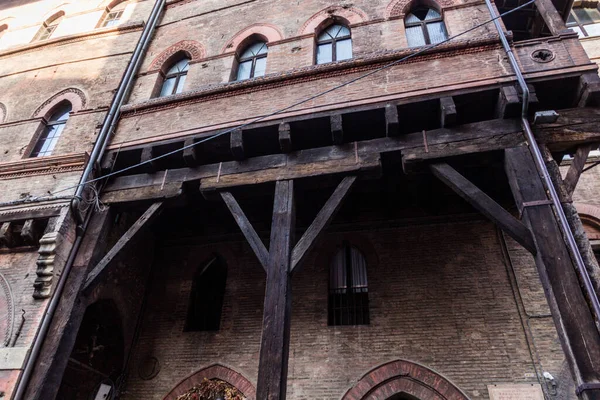 Wooden Beam Portico Palazzo Grassi Palace Bologna Italy — Stock Photo, Image