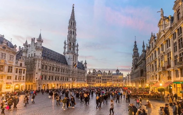 Bryssel Belgien Nov 2018 Kvällsutsikt Över Grand Place Grote Markt — Stockfoto