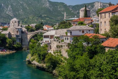 En çok Mostar 'daki Stari (Eski Köprü). Bosna-Hersek