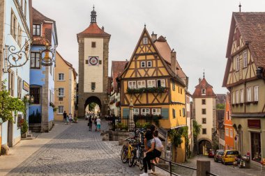 ROTHENBURG, GERMANY - AUGUST 29, 2019: Plonlein in Rothenburg ob der Tauber, Bavaria state, Germany