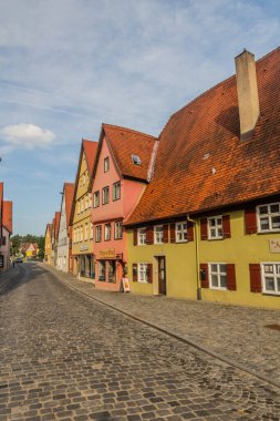 DINKELSBUHL, GERMANY - AUGUST 28, 2019: Medieval houses in Dinkelsbuhl, Bavaria state, Germany