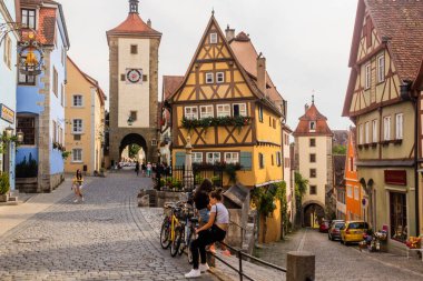 ROTHENBURG, GERMANY - AUGUST 29, 2019: Plonlein in Rothenburg ob der Tauber, Bavaria state, Germany