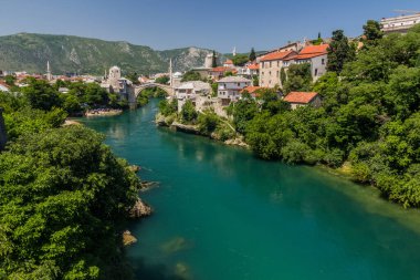 En çok Mostar 'daki Stari (Eski Köprü). Bosna-Hersek