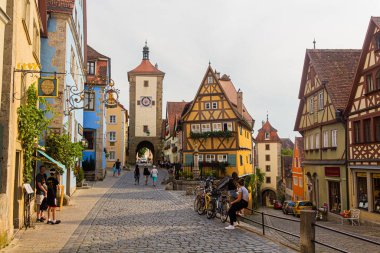 ROTHENBURG, GERMANY - AUGUST 29, 2019: Plonlein in Rothenburg ob der Tauber, Bavaria state, Germany