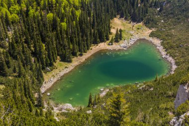Karadağ 'ın Durmitor dağlarındaki Jablan gölünün hava manzarası