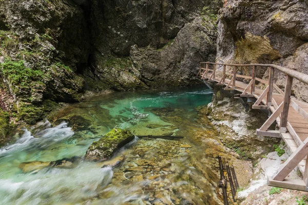 Boardwalk Vintgar Kloof Bij Bled Slovenië — Stockfoto