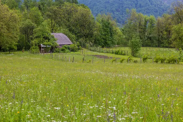 Starý Dřevěný Dům Obci Bovec Slovinsko — Stock fotografie