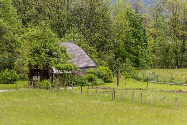 Oud Houten Huis Bovec Slovenië — Stockfoto