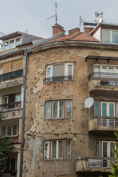 Buchi Proiettile Una Casa Sarajevo Bosnia Erzegovina — Foto Stock