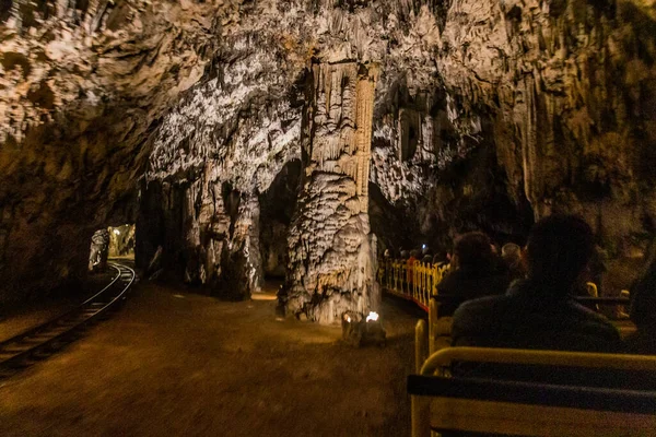 Underground Tourist Train Postojna Cave Slovenia — Stock Photo, Image