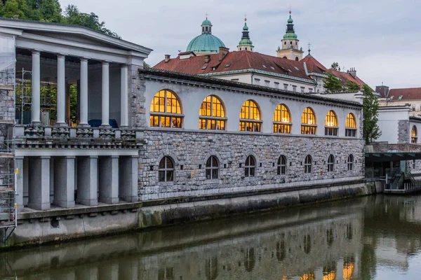 Plecnik Arcade Market Building Ljubljanica River Ljubljana Slovenia —  Fotos de Stock