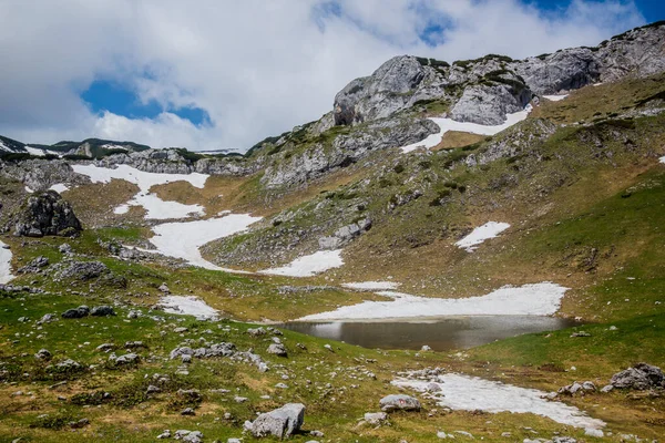 Снежные Пятна Национальном Парке Дурмитор Черногория — стоковое фото