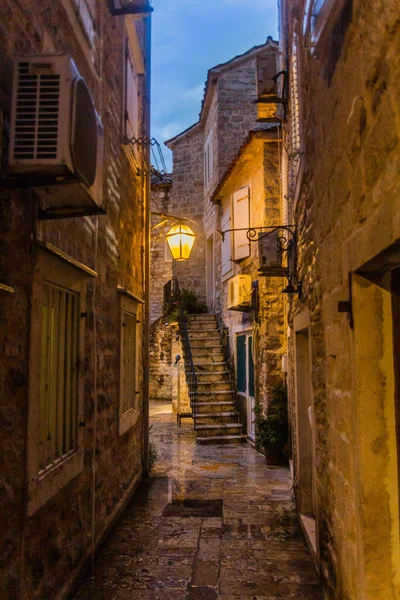 Vista Nocturna Casco Antiguo Budva Montenegro — Foto de Stock