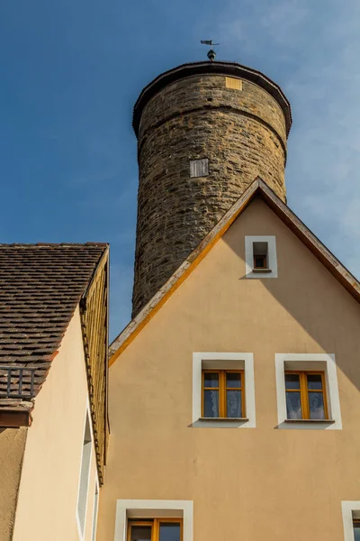 Πύργος Στα Οχυρωματικά Τείχη Rothenburg Der Tauber Βαυαρία Γερμανία — Φωτογραφία Αρχείου