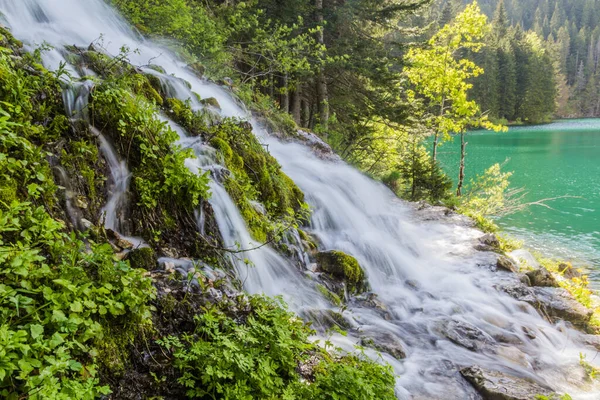 Vodopád Turistická Stezka Kolem Jezera Crno Jezero Pohoří Durmitor Černá — Stock fotografie