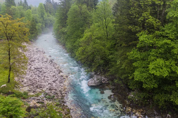 Řeka Koritnica Vesnice Bovec Slovinsko — Stock fotografie