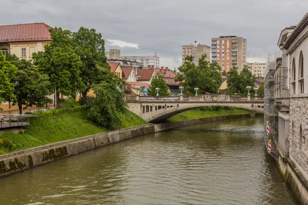 Río Liublianica Centro Liubliana Eslovenia —  Fotos de Stock