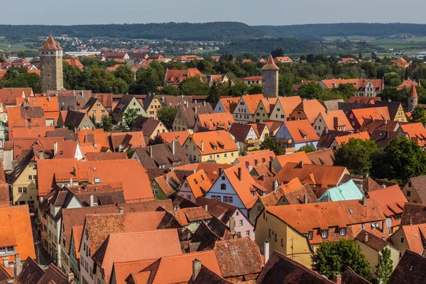 Almanya 'nın Bavyera eyaletinde Rothenburg ob der Tauber kentinin havadan görünüşü