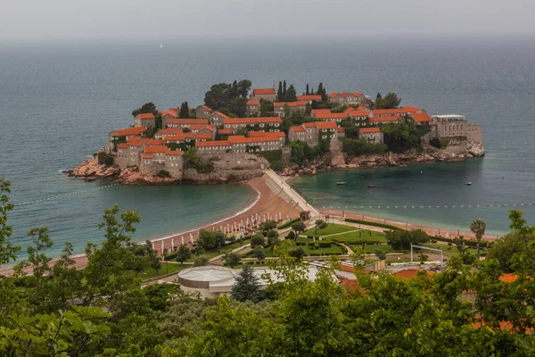 Vista Isla Sveti Stefan Montenegro —  Fotos de Stock